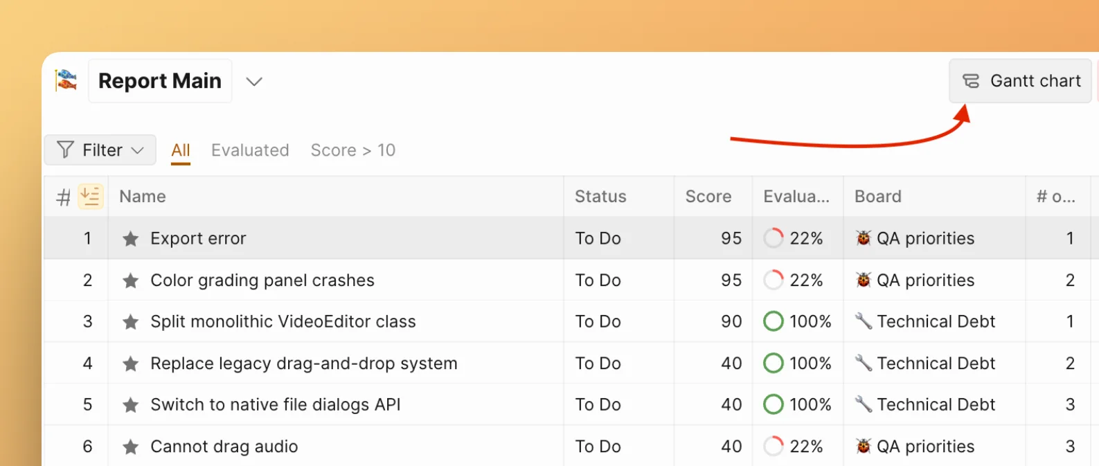 Поиск диаграммы Гантта в отчёте