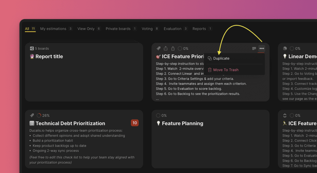Иконка трёх точек в меню доски