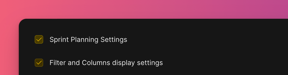 Настройки фильтров и колонок