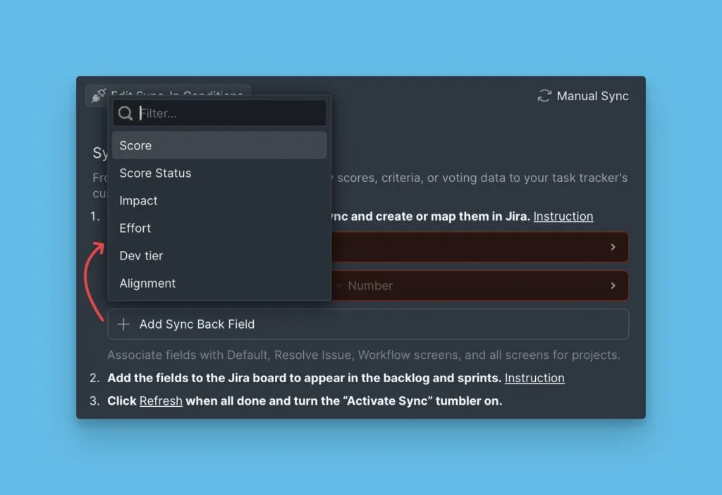 Выпадающий список Add field