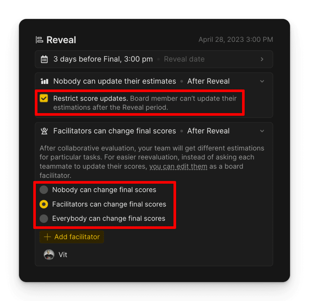 Настройка правил обновления оценки приоритизации