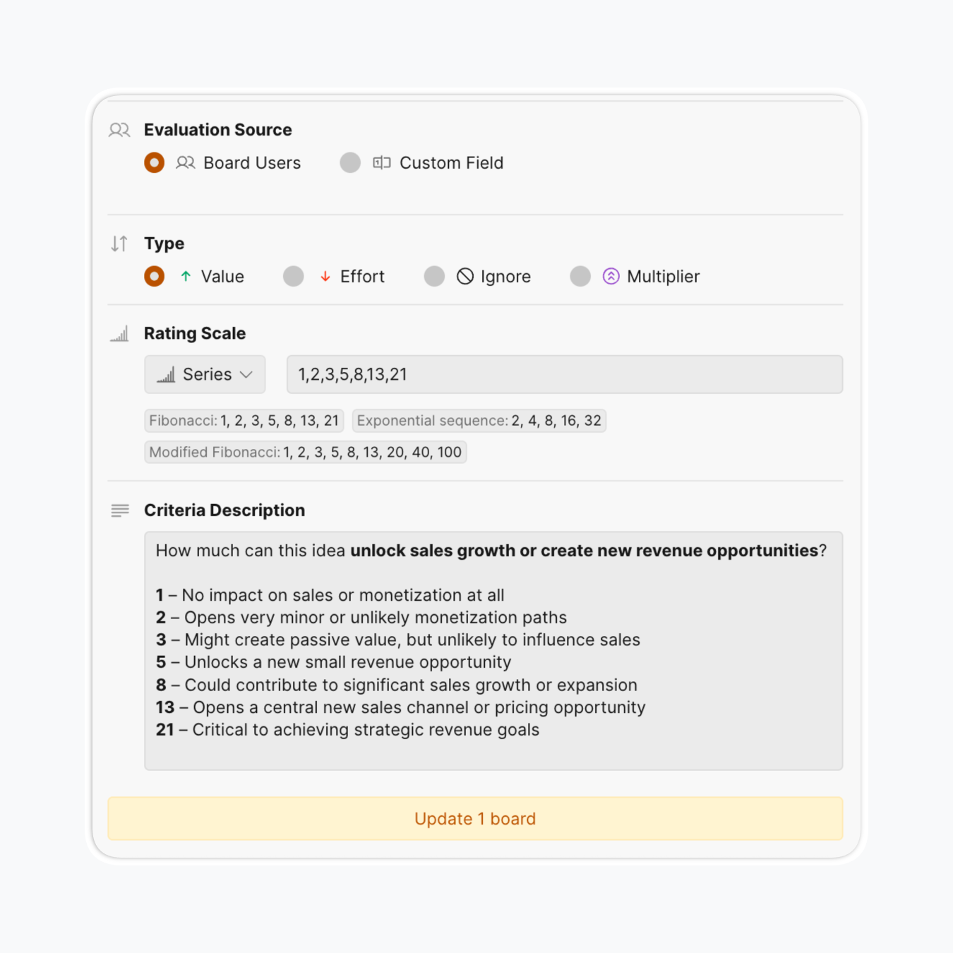 Настройте каждый критерий