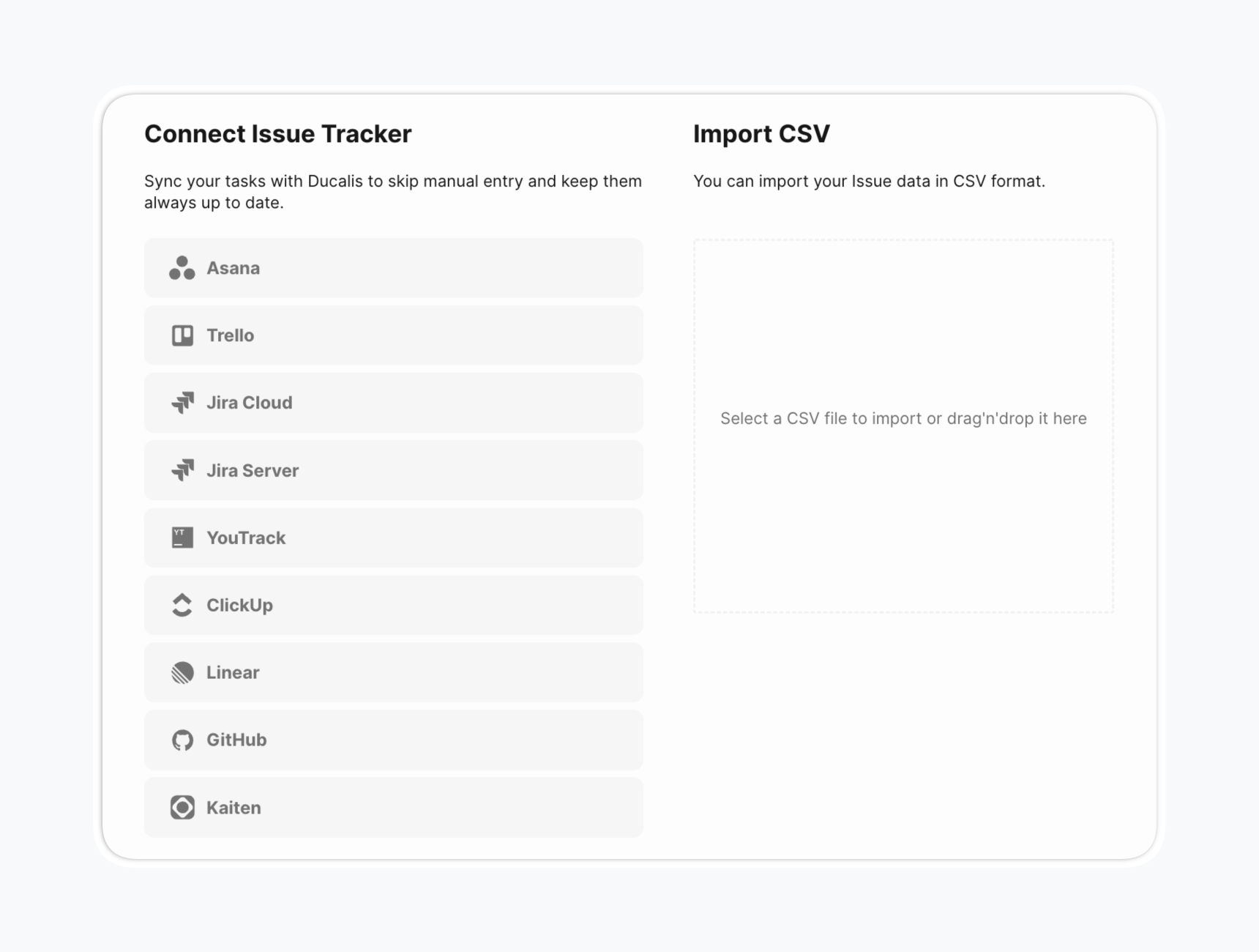Выберите опцию импорта бэклога