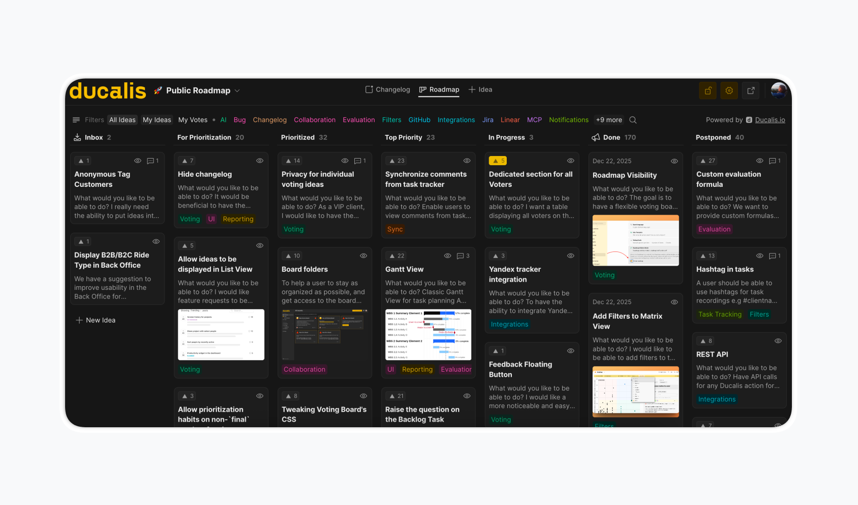 Доска идей и ченджлог