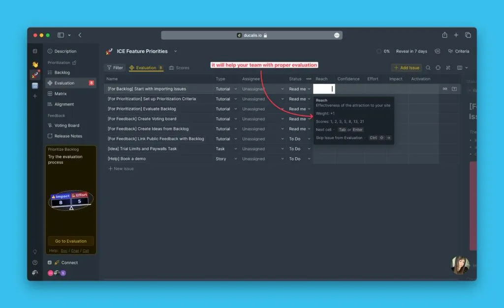 Пример подсказки для оценки