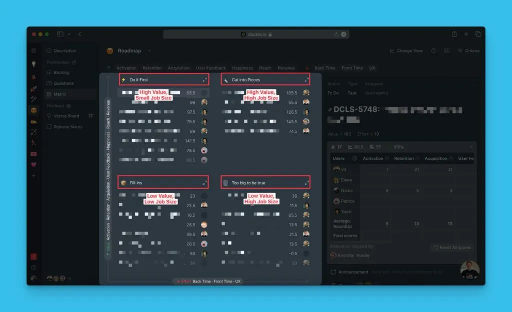 Матрица приоритизации для разделения задач