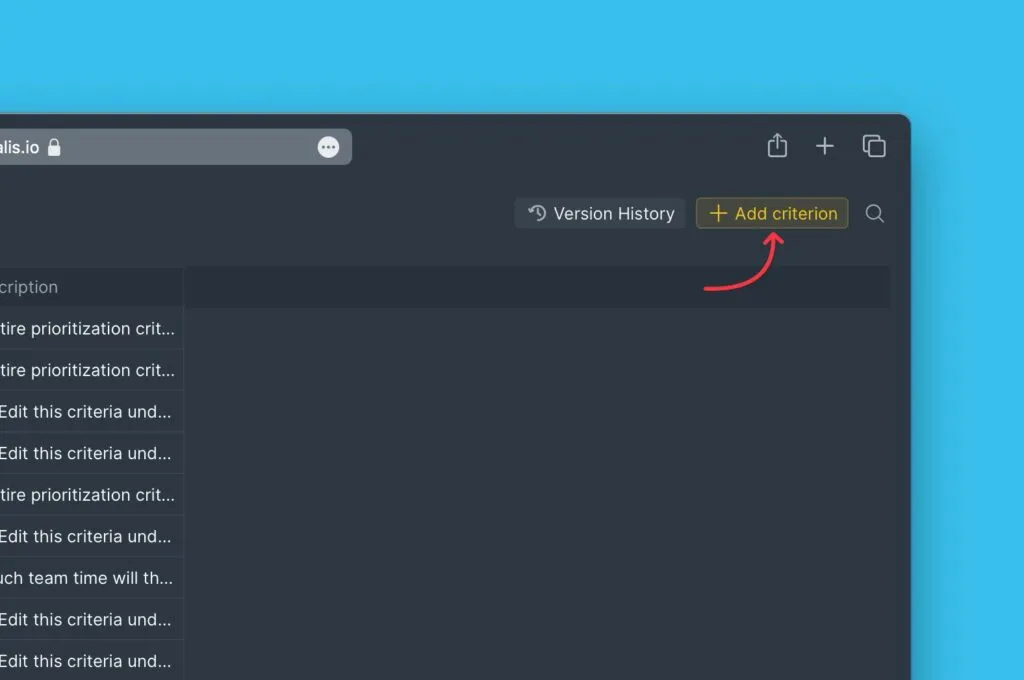 Кнопка добавления критерия