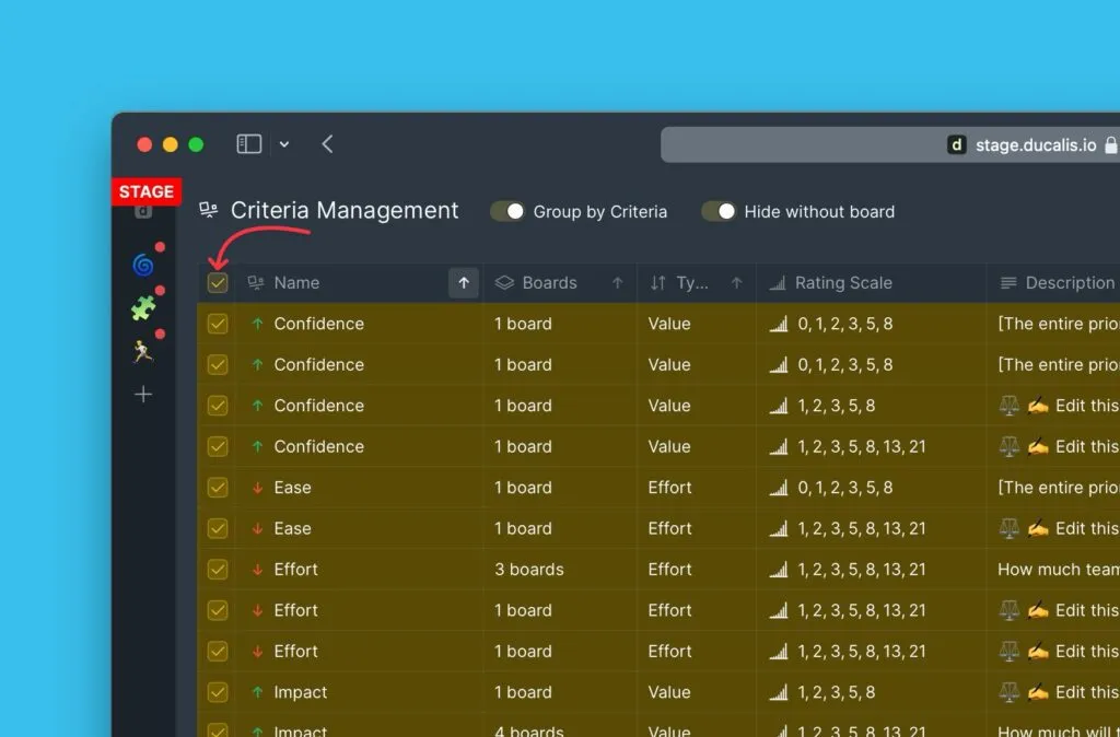 Флажок выбора всех