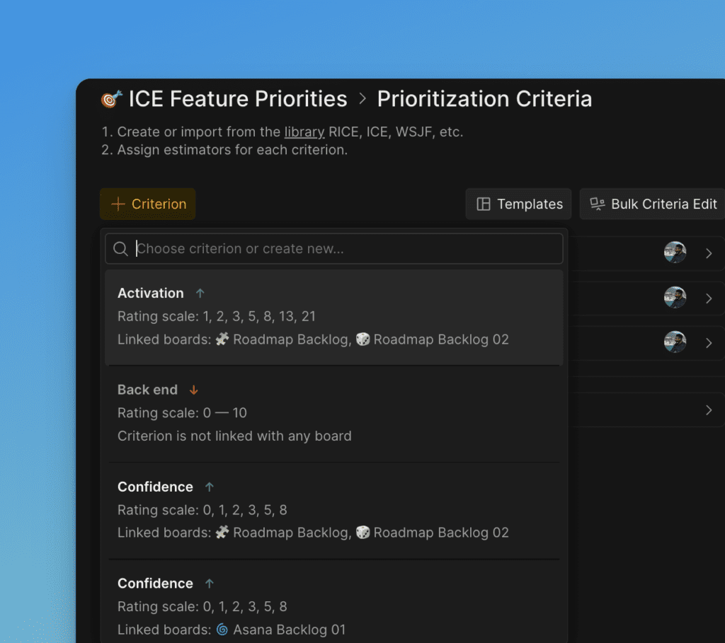 Диалог выбора глобального критерия