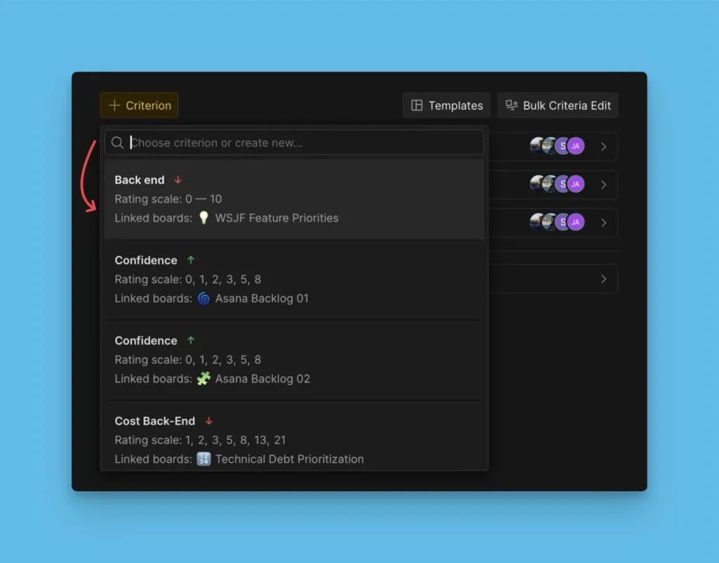 Ввод названия Критерия
