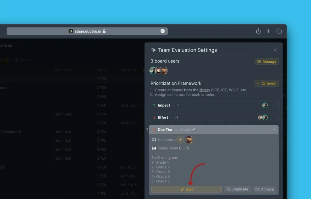 Иконка редактирования Критерия