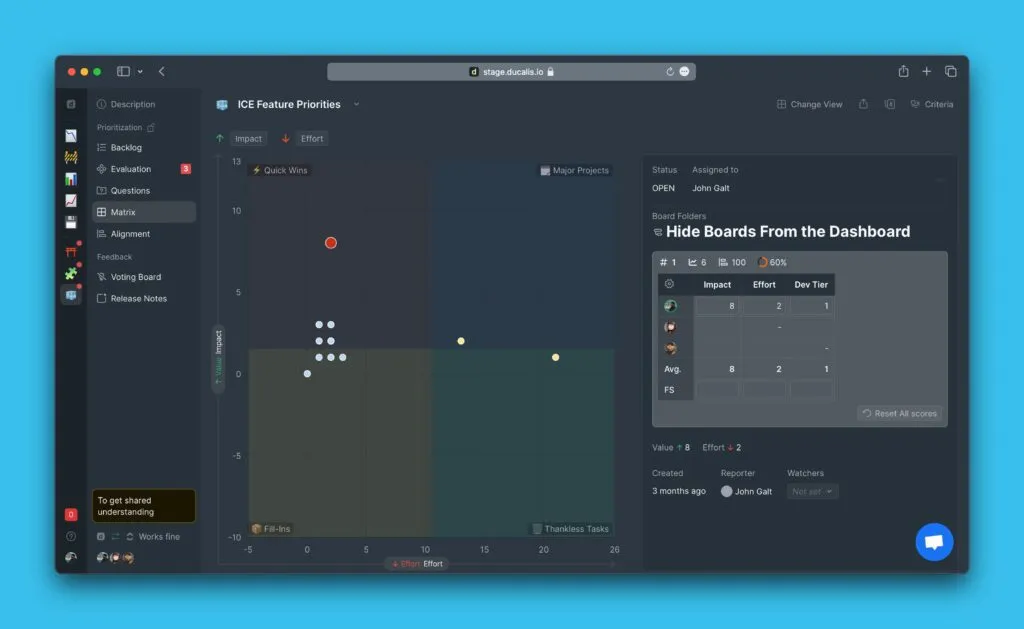 Представление матрицы без игнорируемых Критериев