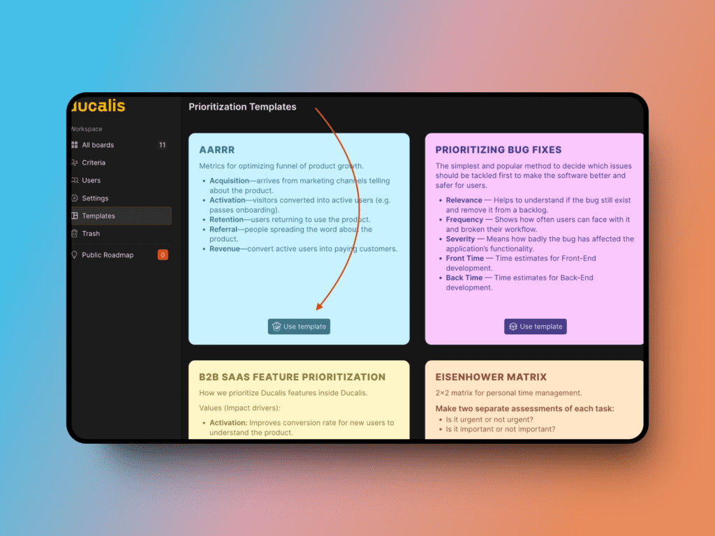 Кнопка использования шаблона