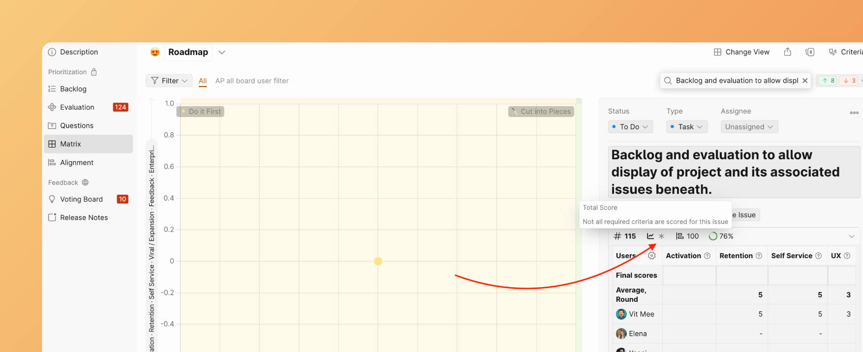 Matrix view with required Criteria
