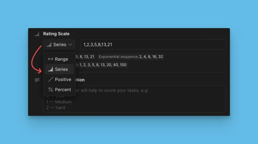 Раздел Rating scale в настройках Критерия