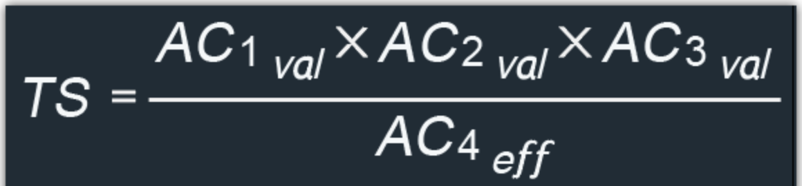 Формула: TS = (произведение оценок ценности) ÷ (произведение оценок трудозатрат)