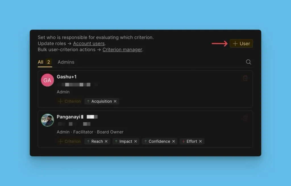 Кнопка добавления пользователя