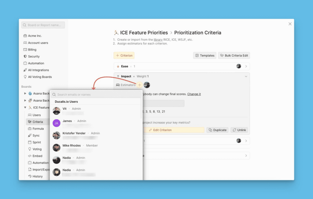 Выбор пользователя из списка