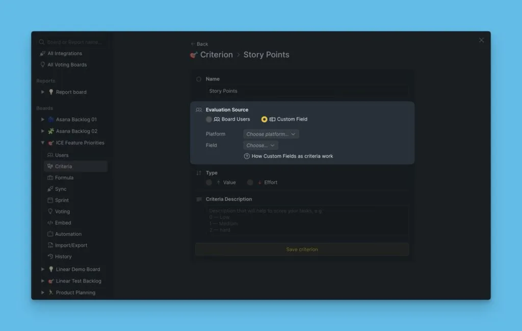 Выбран вариант кастомного поля