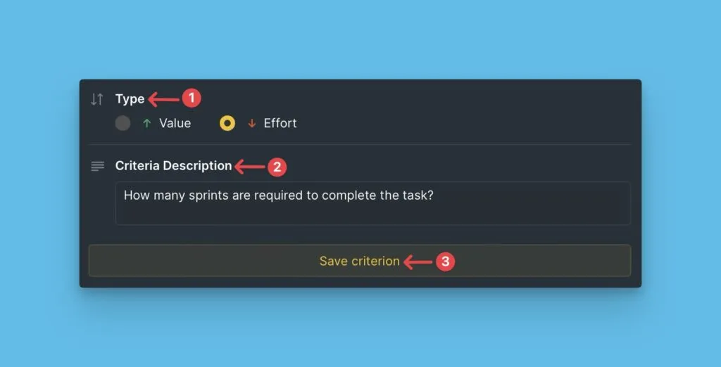 Поля типа критерия и описания