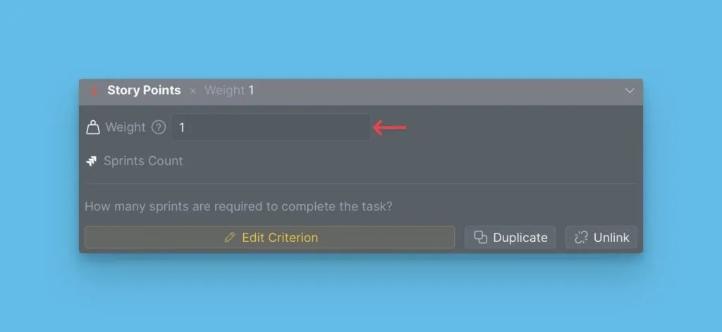 Контрол настройки веса критерия
