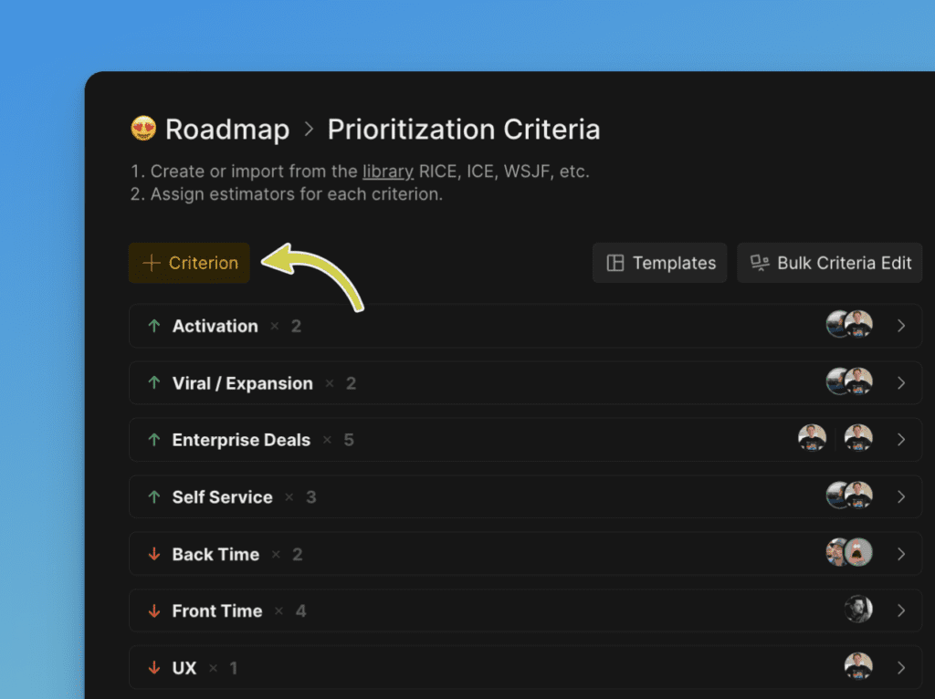 Кнопка добавления критерия