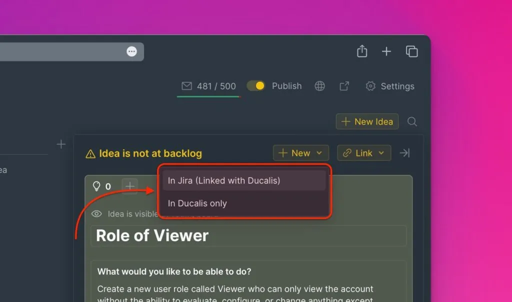Диалог создания Задачи с опциями таск трекеров