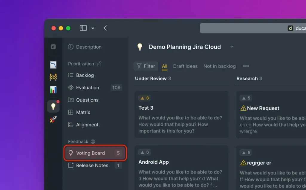 Доска идей со списком Идей