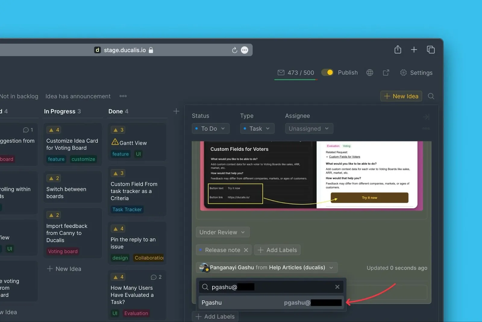 Выбор нового автора из результатов поиска