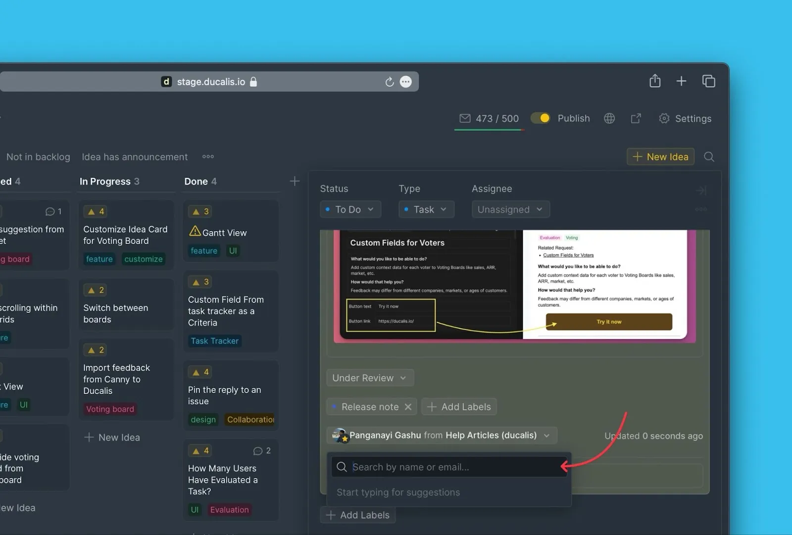 Поле поиска по email для нового автора
