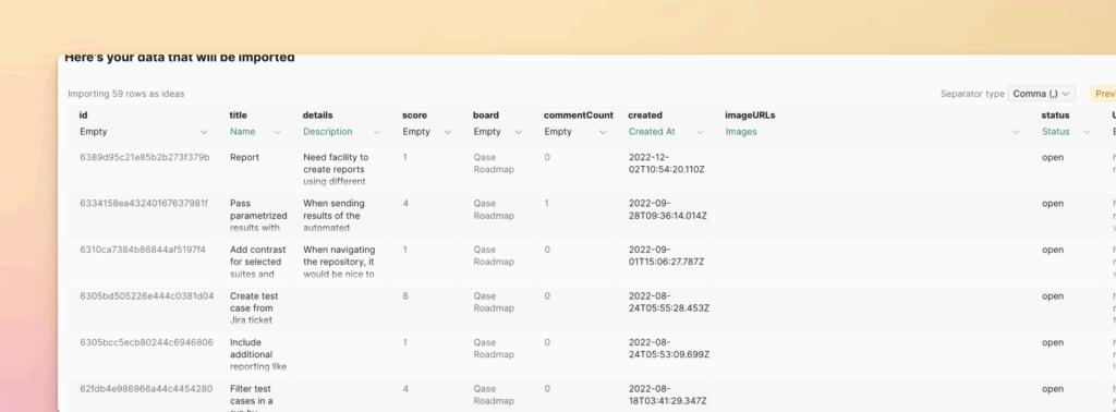 Опция импорта CSV