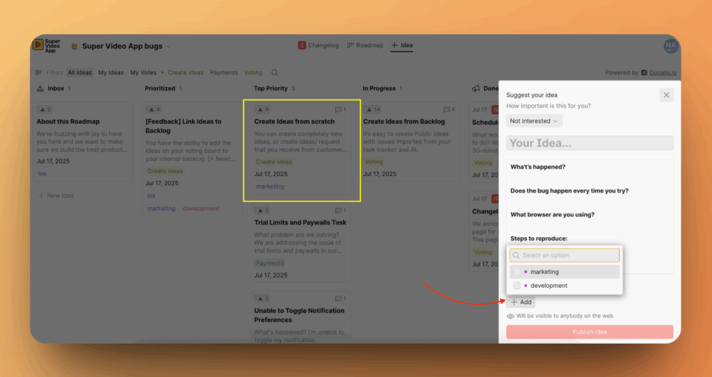 Опции выбора полей