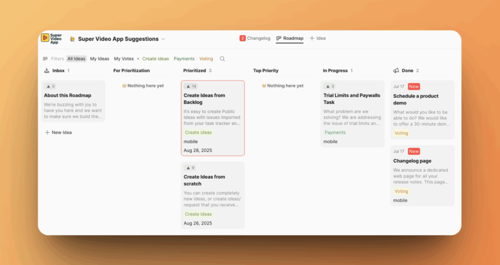 Вид карточки Идеи для голосующих