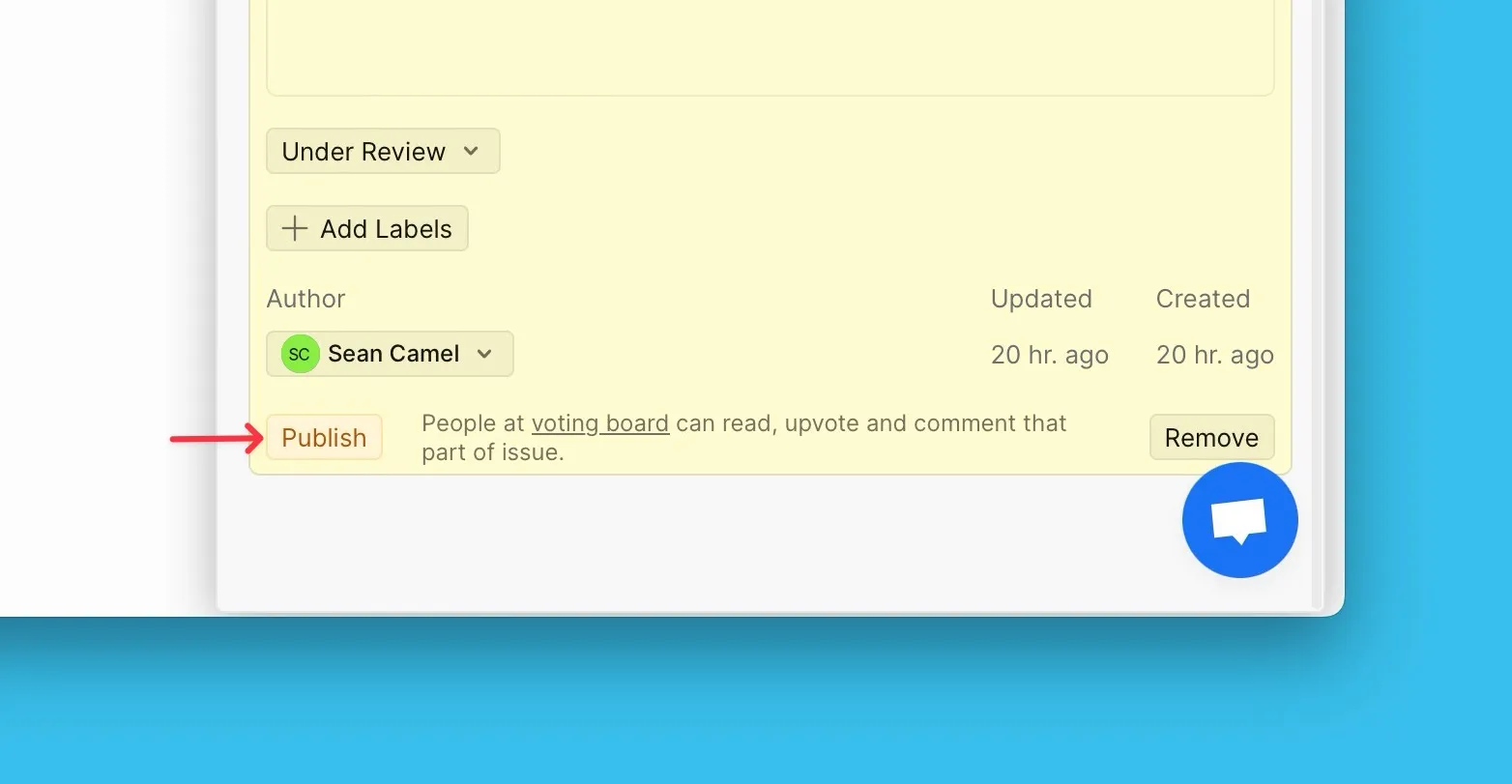Кнопка публикации для отображения Идеи Голосующим