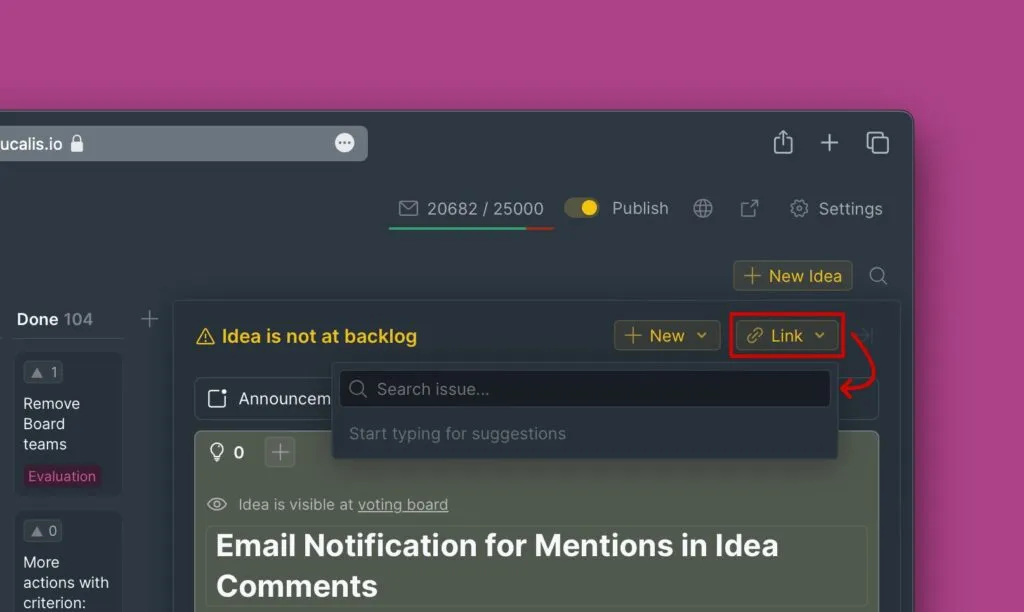 Связать Идею с существующей Задачей