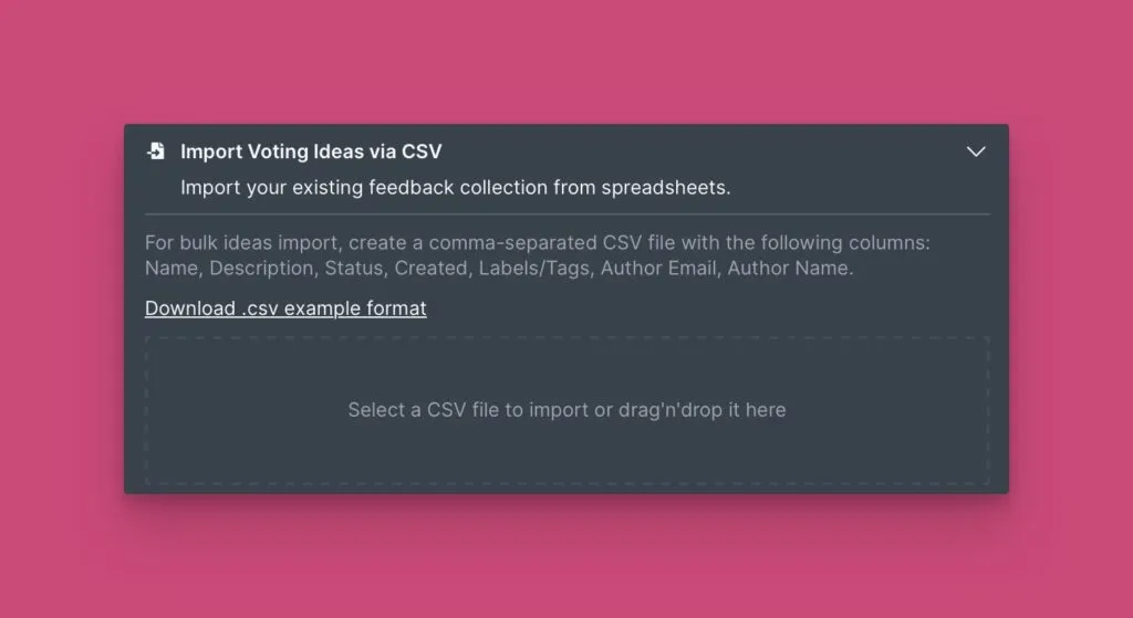 Область загрузки CSV