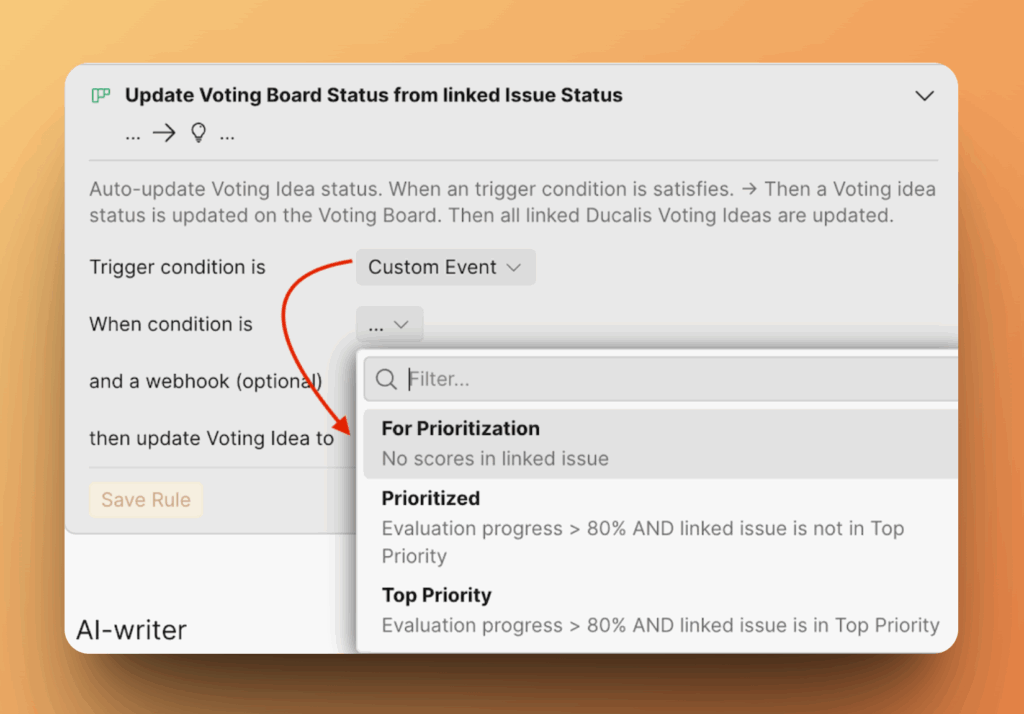 Опции кастомного события