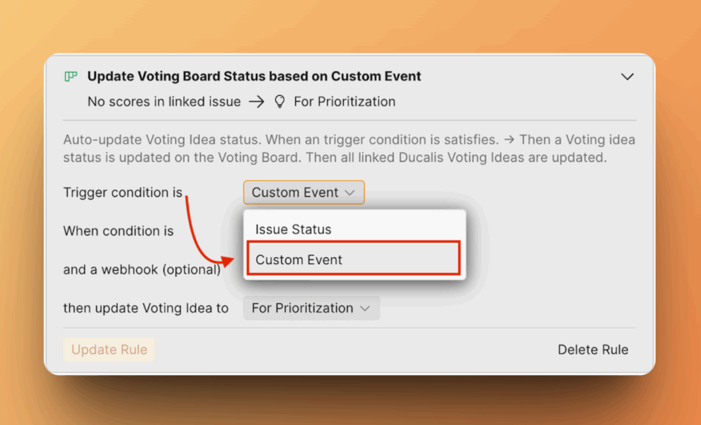 Настройка триггера кастомного события