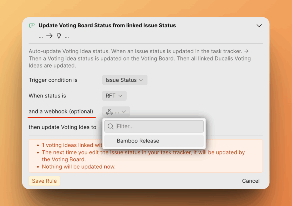 Настройка условия вебхука