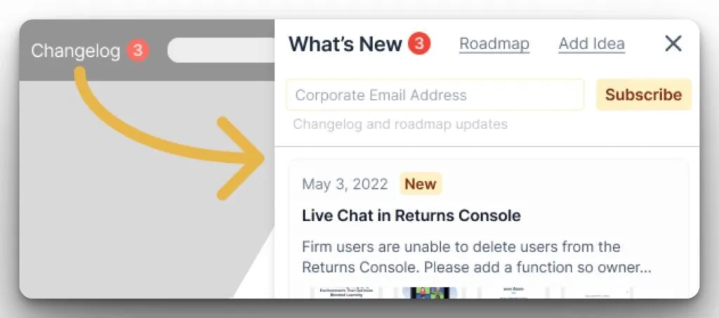 Пример виджета ченджлога
