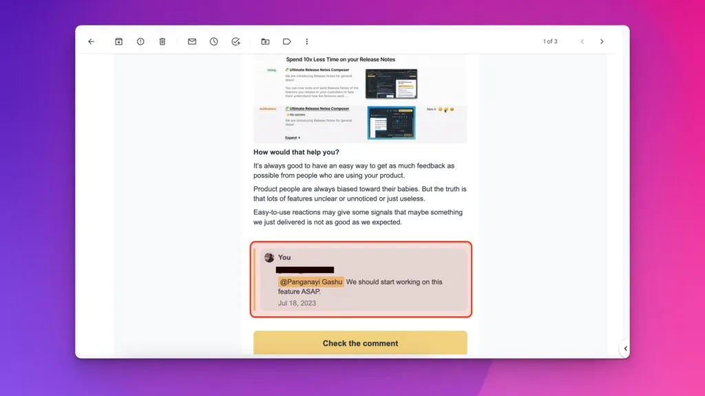 Уведомление по электронной почте об упоминании