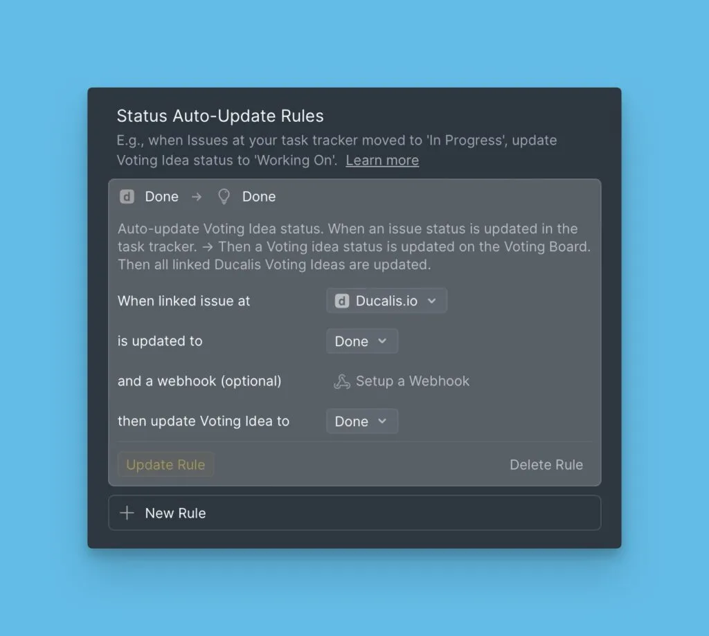 Настройка правил автообновления статусов