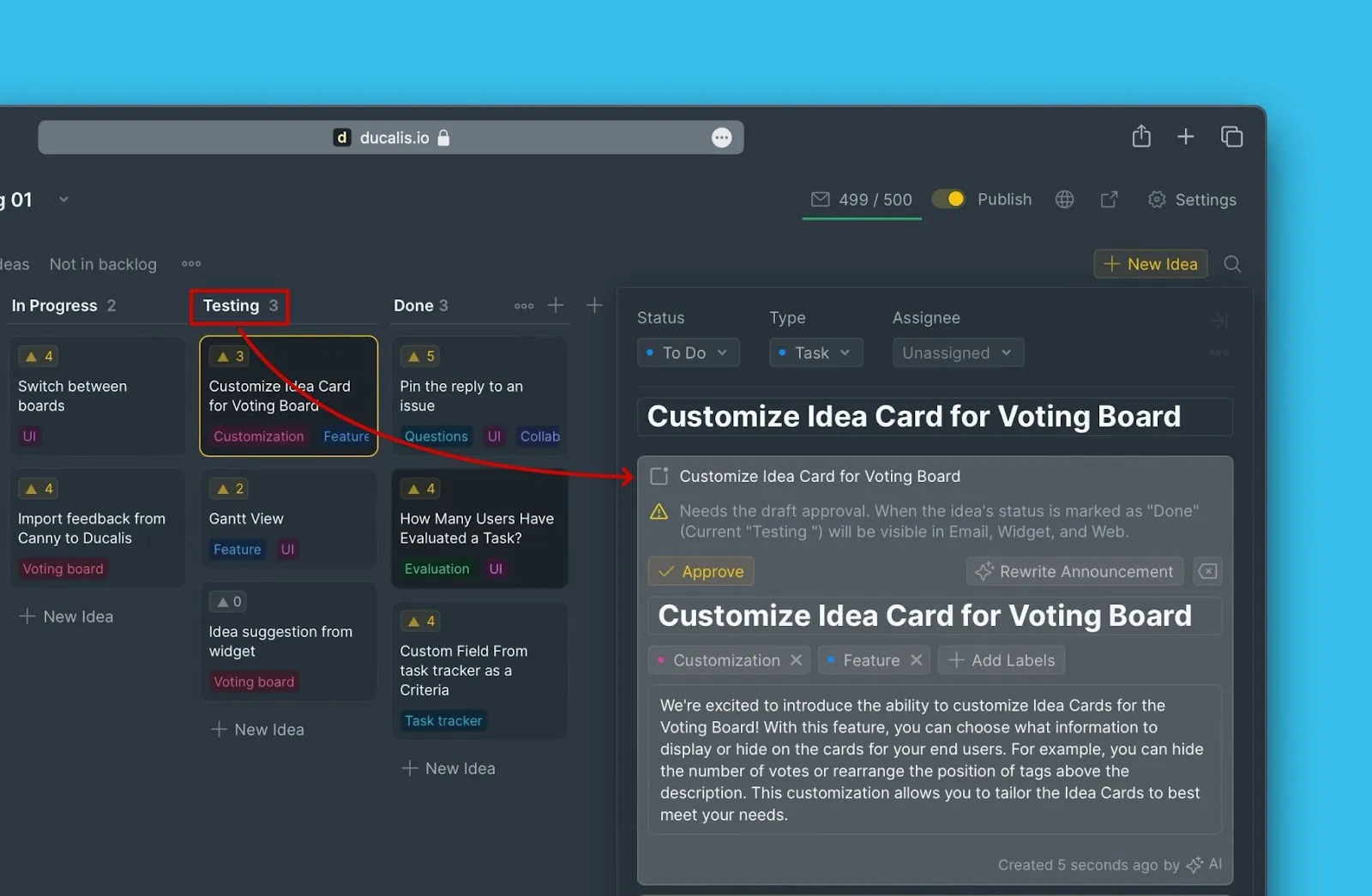 Создание анонса заранее
