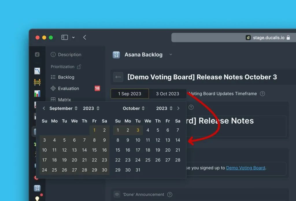 Выбор диапазона дат