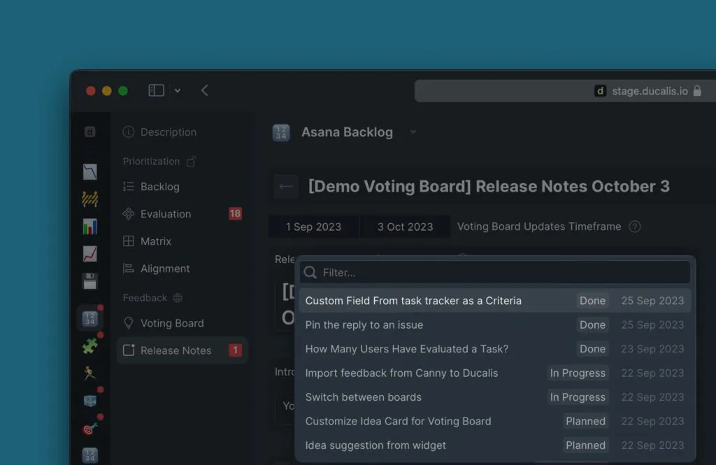 Список выбора Идей