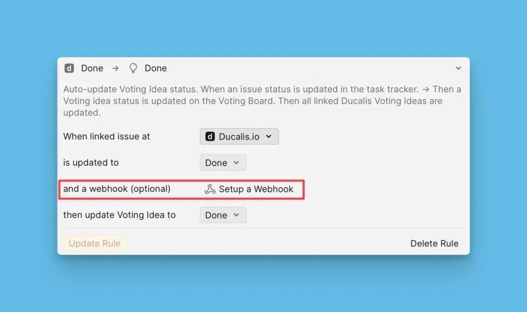 Пример конфигурации вебхука