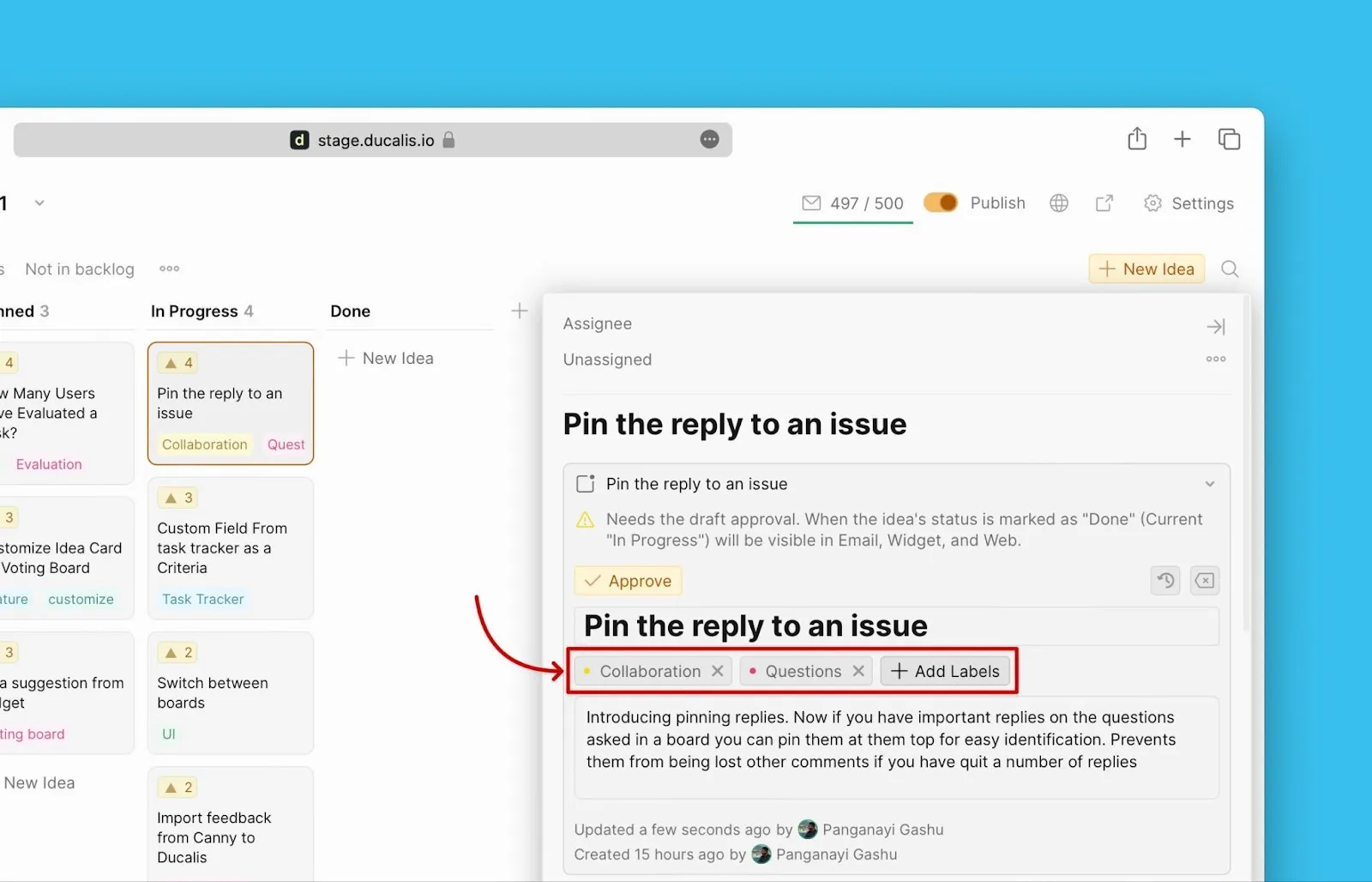 Добавление меток к анонсу
