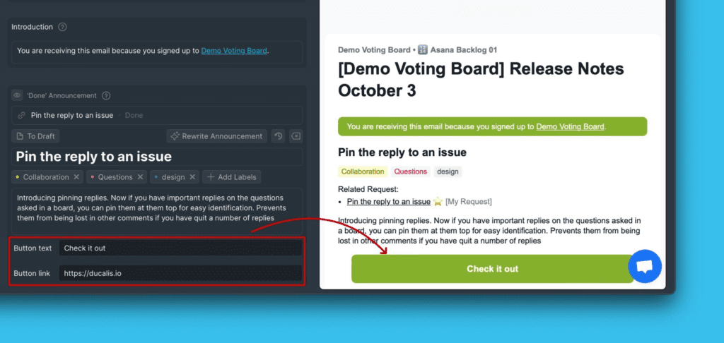 Настройка кнопки призыва к действию под блоком Анонса