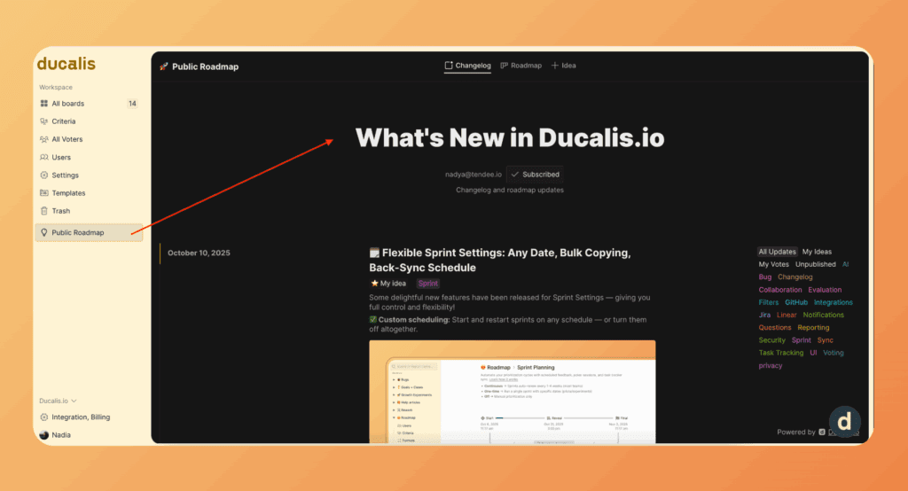 Пример полного встраивания ченджлога