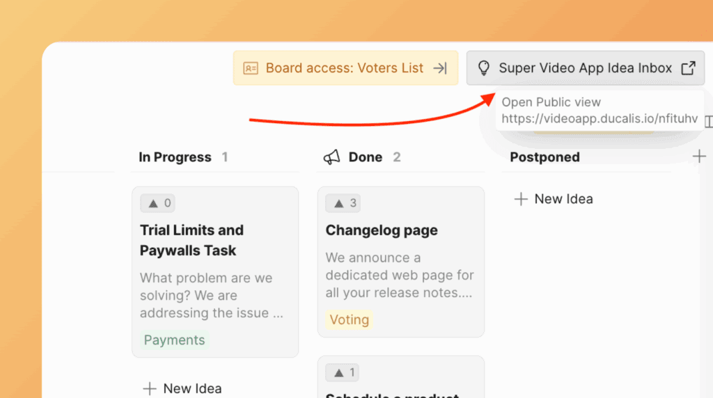 Кнопка Публичный вид